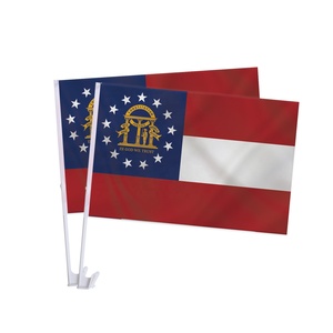 Drapeau de fenêtre de voiture personnalisé avec logo de la Géorgie, 12x18 pouces, polyester double face, bannière automobile The Peach State avec support à clip pour les événements sportifs - Product Image 1