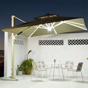 OEM ODM High Quality Aluminium LED Outdoor Cafe Parasols Solar Light Garden Shading <b>Umbrella</b> - Product Image 2