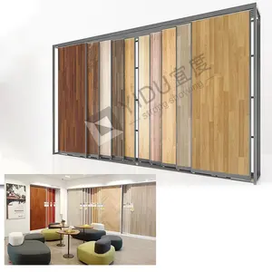 高品质水平金属框架瓷砖滑动木地板陈列室平板拉出硬木样品展示架