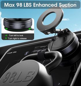 Magnets Car Mobile Stand Universal 360 <b>Rotating</b> Vaccum Suction Upgraded Quality Folding Magnetic Car Phone Holder Phone Mount - Product Image 4