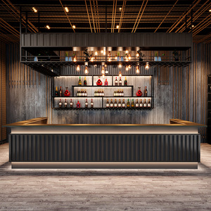 Comptoir de café en bois <span class=keywords><strong>pour</strong></span> bar à café/thé au lait, <span class=keywords><strong>vitrine</strong></span> avec éclairage <span class=keywords><strong>LED</strong></span>, design de boutique - Product Image 3