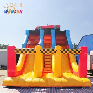 Race Car Themed Inflatable Slide commercial bouncy combo slide for rental business