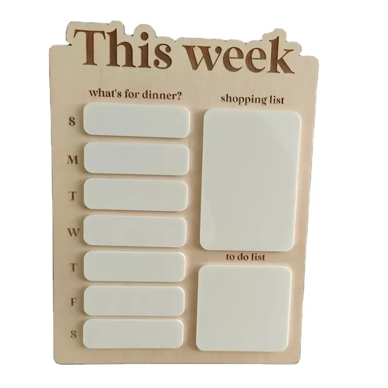 Custom Laser engraved Dry Erase Whiteboard To do list weekly meal Planner wooden with magnets