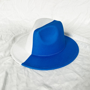 Vente en gros Chapeau en feutre personnalisé bicolore miniature à la mode élégante de couleur unie Nouveau Chapeau haut de forme plat pour femme Fedora pour homme et femme - Product Image 3