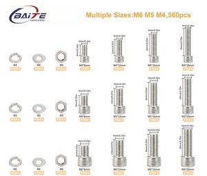 520Pcs M3-M8 S304 Thép Không Gỉ <span class=keywords><strong>Allen</strong></span> Hình Lục Giác Ổ Cắm Cap Hex Vít Bolt Nut Máy Giặt Set Kit - Product Image 2