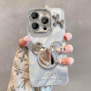 Convient pour Iphone 16 15/13pro <span class=keywords><strong>Mickey</strong></span> Mirror Phone Case 14pro Simple Bracket 11pro Explosion Iphone12 Fine Hole Feather Shell - Product Image 2