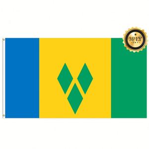 Drapeaux de Saint-<span class=keywords><strong>Vincent</strong></span>-et-les-Grenadines en polyester 3x5 pieds en gros, personnalisables pour toutes les nations, expédition rapide, fournisseur fiable - Product Image 2