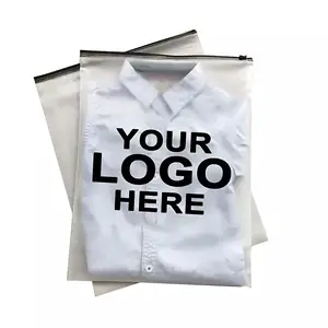 Kustom transparan Biodegradable daur ulang ramah lingkungan untuk pakaian kemasan pengiriman ritsleting kunci tas plastik dengan logo khusus