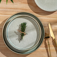 EKA Ensemble de vaisselle en céramique moderne 12 pièces, glaçure réactive, OEM/ODM, ensemble de plats et de bols, vaisselle en grès de luxe