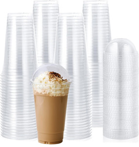 Vasos de Plástico Desechables Transparentes para Fiestas con Tapas de 16oz y 18oz, Vasos Personalizados Impresos para Eventos, Venta al Por Mayor - Product Image 1