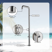 Colonne de douche extérieure en acier inoxydable brossé avec robinet de douche