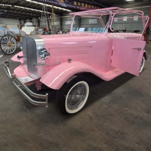 Coche Turístico Eléctrico Retro Rosa Personalizado, Diseño Abierto, Vehículo Antiguo para Recorridos Turísticos, Ideal para Bodas y Eventos - Product Image 6