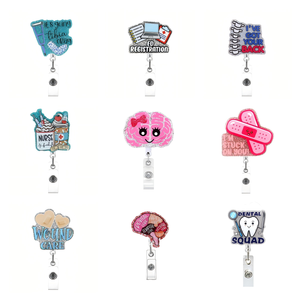 Porte-badge rétractable en plastique avec paillettes brillantes, accessoire médical, porte-carte d'identité, cadeau pour les infirmières et les médecins - Product Image 3