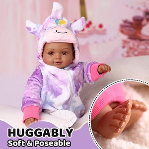 Muñeca Reborn Realista Babeside de 17'' (43cm), Bebé Recién Nacida Afroamericana Sonriente, Juguete Suave, Muñeca de Moda para Reconfortar - Product Image 2
