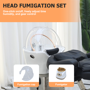 Sillón Reclinable Multifuncional para Salón de Belleza, Silla Giratoria para Lavado de Cabeza con Lavabo de Cerámica - Product Image 6