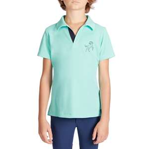 POLO de malla de manga corta para niños, color turquesa, azul marino, 500 - Product Image 3