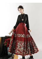 Costume Traditionnel Chinois Tang pour Femmes de Haute Qualité avec Jupe à Motif Floral et Visage de Cheval Doré, Fait Main en Polyester, pour Soirée