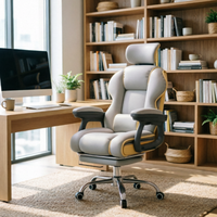 Chaise de bureau moderne en cuir PU, hauteur réglable, dossier haut, base en acier inoxydable – Confortable pour adultes, étudiants, diffuseurs