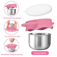 Ensemble de vaisselle pour enfants en acier inoxydable et silicone, avec assiette à compartiments à ventouse, fourchette, cuillère et tasse à collation, pour l'exportation