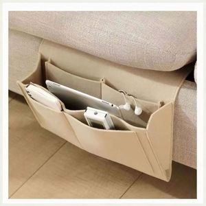 1 pièce Pochette de rangement suspendue en feutre pour chevet, lit, bureau, canapé, télécommande TV, organisateur de rangement pour canapé, poches de rangement pour lit - Product Image 2