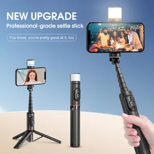 2024 plus récent téléphone trépied support télécommande 360 Rotation Flexible Selfie bâton avec lumière rotative