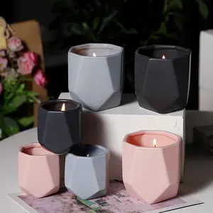 Wholesale Ceramic Candle Jars Solid Color Candle Jar Decoration For Home Wedding Valentine Tabletop