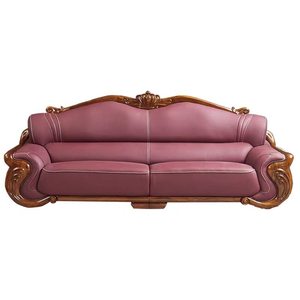 Juego de Sofás Modernos de Madera Maciza con Tapicería de Cuero Verde, Diseño Clásico, Muebles para el Hogar, Juego de Sofás para Sala de Estar - Product Image 1