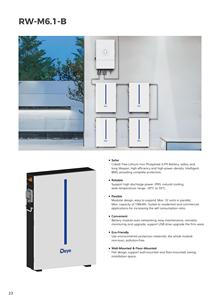 Kaliteli Deye lityum pil RW-M6.1-B 6.14Kwh 51.2V 120Ah alçak gerilim Lifepo4 duvara monte enerji depolama sistemi pil - Product Image 3