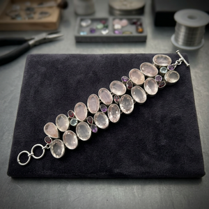 Bohemian Classic 925 Silver Agate <b>Beaded</b> <b>Bracelet</b> with Multicolor Gemstones Everyday Wear Unisex Gift Jewelry - Product Image 2