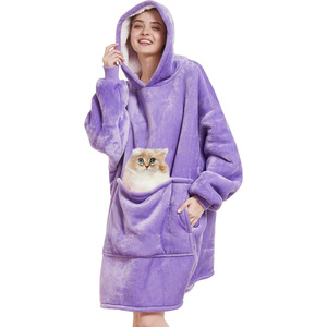 <span class=keywords><strong>Coperta</strong></span> con cappuccio in <span class=keywords><strong>pile</strong></span> morbida e spessa personalizzata <span class=keywords><strong>felpa</strong></span> oversize indossabile <span class=keywords><strong>felpa</strong></span> coperte con maniche - Product Image 2