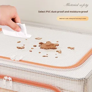 Boîte de rangement robuste verrouillable pour vêtements, literie, couettes avec couvercle à fermeture éclair et cadre en acier pour l'organisation domestique - Product Image 3