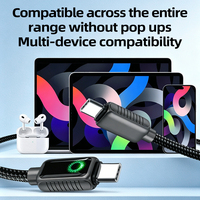 Cable de Carga Rápida Tipo-C a Tipo-C con Luz Intermitente de Siete Colores y Blindaje Trenzado PD240W para Computadora, Auriculares y Tabletas