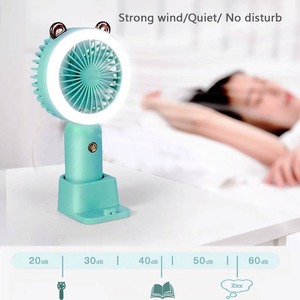 Ventiladores de Mano Recargables USB para Mujer, Mini Ventilador Portátil Silencioso de Escritorio con Luz Nocturna, Tres Velocidades de Viento, Enfriador de Aire - Product Image 5
