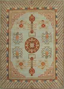 Top Grade 8x10 taille personnalisable laine nouée à la main Oushak tapis turc Design traditionnel motif abstrait colorant végétal - Product Image 3
