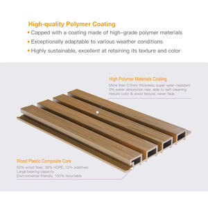 Panneau de façade extérieur 3D en bois Panneaux muraux extérieurs Panneaux de revêtement cannelés en WPC mur extérieur - Product Image 3