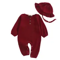 Pijama de punto de una pieza para bebé, pijama de una sola pieza para recién nacido y niño, traje de unión de manga larga Super suave