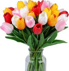 Décoration de la Saint-Valentin, fleurs artificielles pour mariage, bouquet de tulipes blanches en PU doux au toucher réel, décoration de la maison, tulipes - Product Image 1