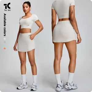 Nuovi vestiti estivi da Yoga Set manica corta moda donna semplice gonna sportiva Casual sport Culottes 2 pezzi Set Yoga