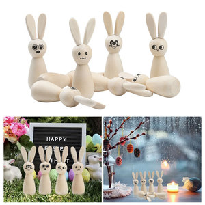 Wooden Rabbit <b>Easter</b> Bunny <b>Ornament</b> Handmade Decor For Home And Kids Craft DIY - Product Image 4