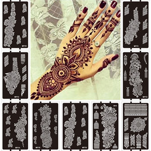 Stencil Riutilizzabili per Mehendi Indiano Fai-da-Te per Donne e Ragazze, Design per Tatuaggi Temporanei su <span class=keywords><strong>Mani</strong></span> e Avambracci, Stencil Riutilizzabili per Tatuaggi all'Henné - Product Image 3