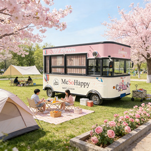 Compact Ice Cream Food Cart Mobile Coffee Shop <b>Trailer</b> with LED Light & Display Cabinet - Product Image 1