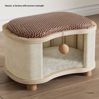 Nid pour chat ovale en bois massif toutes saisons avec toit, design fermé, double usage pour l'hiver et l'été, abri chaud pour animaux de compagnie, siège inclus