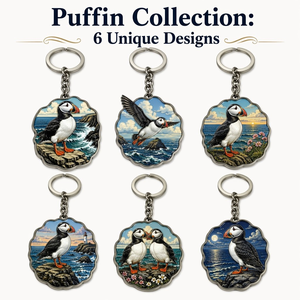 Porte-clés en émail dur Puffin, série Oiseaux marins atlantiques, porte-clés en métal, breloque de sac en <span class=keywords><strong>argent</strong></span> antique, cadeau souvenir pour les amoureux des oiseaux - Product Image 6