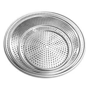 Commerciële 10 Inch Pizza Bandeja Para Hornear Punch Pizza Lade Moldes Para Pizza Zilver Pan Met Gaten