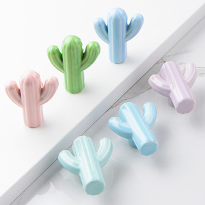 Gabinete de cerámica de <span class=keywords><strong>cactus</strong></span> moderno para habitación de niños, manija de cajón de armario, manija de cerámica creativa, muebles, tocador de cocina - Product Image 1