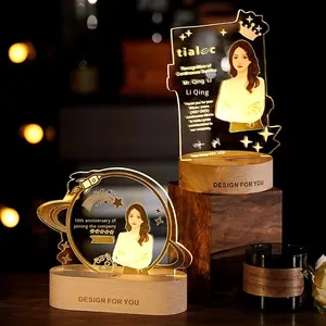 Trofeo Luminoso Personalizado con Foto, Medalla de Madera Maciza y Acrílico, para Reuniones Anuales, Empleados Destacados, Grabado Láser - Product Image 3