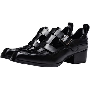 Sandalias de cuero transpirables tejidas para hombre, de tacón alto y punta cuadrada, para verano. - Product Image 1