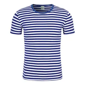 Wholesale Sail Sailor Stripe T shirt O neck Cotton Short Sleeve Unisex navy stripe Casual tops