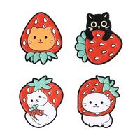 En gros, Pin's en émail souple en alliage de zinc, motif fraise de dessin animé, finition nickel noir, pour sac à dos, veste, chapeau
