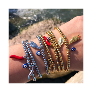 Bijoux DIY personnalisés perles en acier inoxydable or Cornicello Mano <span class=keywords><strong>Cornuto</strong></span> main symbole corne coeur Bracelet bracelet à breloques italiennes - Product Image 1